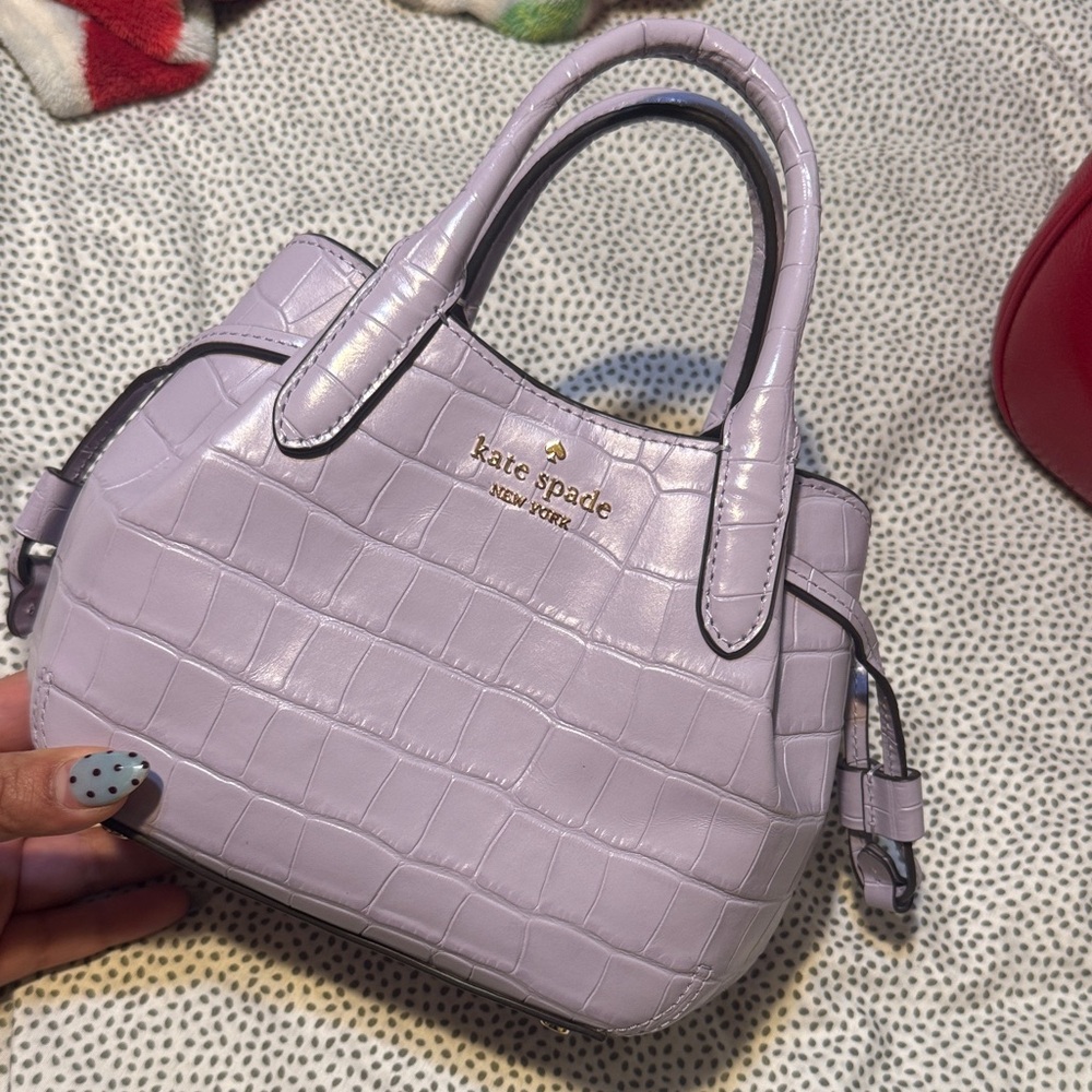 Kate Spade Lilac Croc-Embossed Satchel